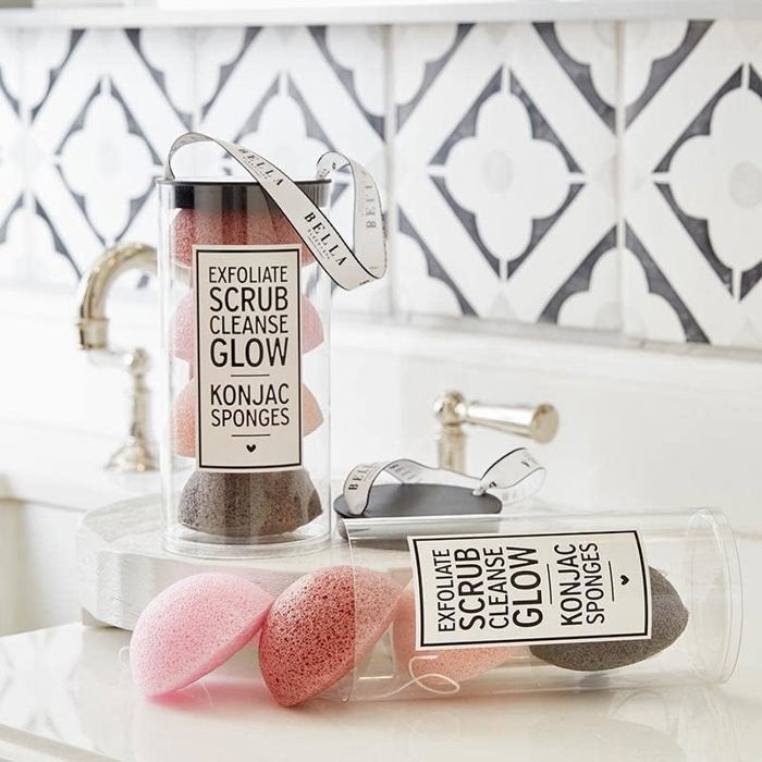 Facial Konjac Sponges in Blush Ash Tube Pack | Giftable Skincare Beauty Kit Set