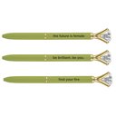  Future Is Female Chartreuse Green Gem Pen | Giftable Single Pen | Novelty Office Desk Supplies
