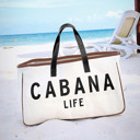  Large Canvas Rectangular Totes - Cabana Life, Babe, Homebody, I Do It For Me | Genuine Leather Handles