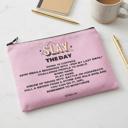  Slay the Day Canvas Zipper Pouch 9.5" x 7" | Cosmetics Bag or Pencil Case