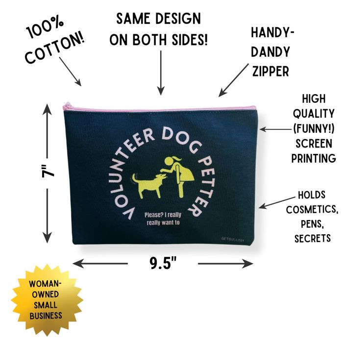 Volunteer Dog Petter Canvas Zipper Pouch 9.5" x 7" | Cosmetics Bag or Pencil Case