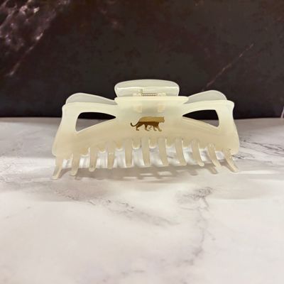 Giant Fresh Cream Megabow Hair Claw for Long, Thick Hair | Panther Icon in Gold Foil Hair Accessories