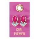 Pink Sparkly Gemstone Earrings in Leather Tags | Gifts for Her