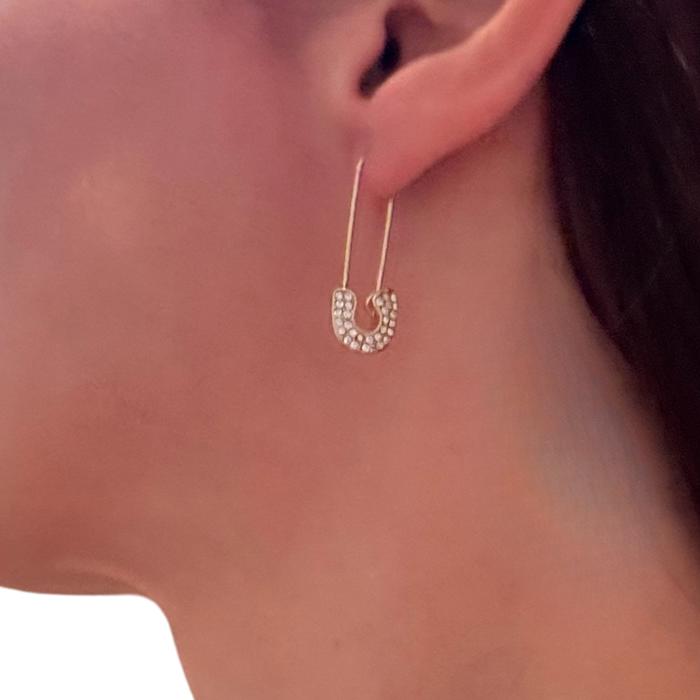 Gold Plated Safety Pin Earrings Luxe Jewelry | 1.25''