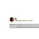  Gold Stemmed Rose Hair Stick | Flocked Dark Red Rose | Hair Bun Pin or Decor