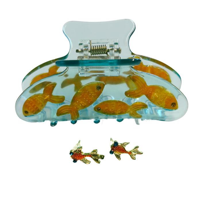 Goldfish Hair Claw and Earrings Gift Set | Gifts for Her | Gift Box