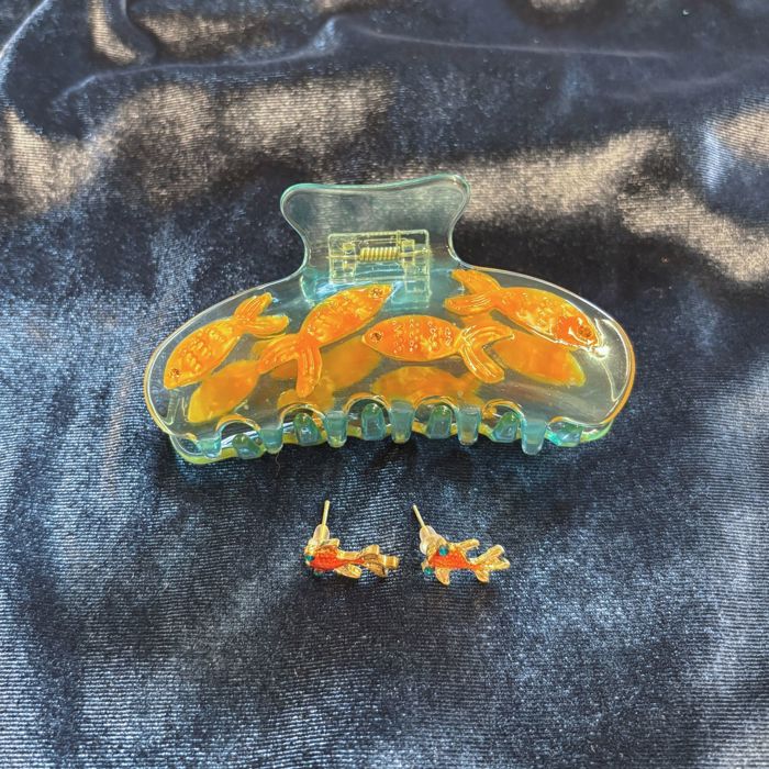 Goldfish Hair Claw and Earrings Gift Set | Gifts for Her | Gift Box