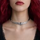  Gothic Bat Choker | Silver Bat Pendant on Black Cord | Silver Hardware