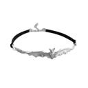  Gothic Bat Choker | Silver Bat Pendant on Black Cord | Silver Hardware