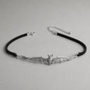  Gothic Bat Choker | Silver Bat Pendant on Black Cord | Silver Hardware