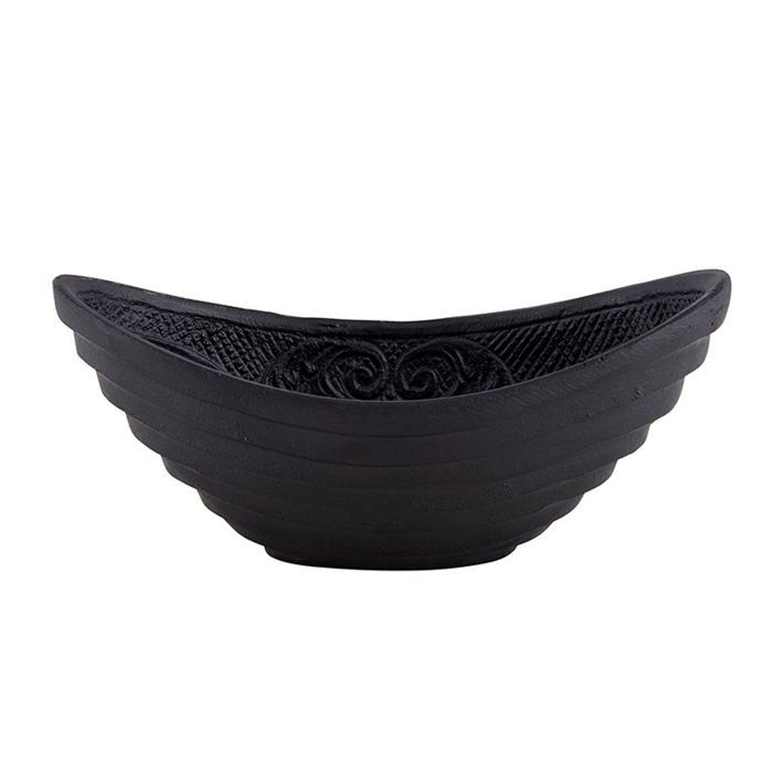 Set of 2 Gothic Cast Iron Oval Bowl | Black Versatile Serving Bowl | 6.5" x 3" x 2.75"