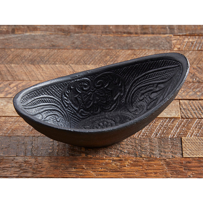 Set of 2 Gothic Cast Iron Oval Bowl | Black Versatile Serving Bowl | 6.5" x 3" x 2.75"