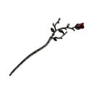  Gothic Rose Hair Stick | Dark Metal Bun Pin with Red Rose & Black Gems