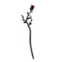  Gothic Rose Hair Stick | Dark Metal Bun Pin with Red Rose & Black Gems