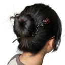  Gothic Rose Hair Stick | Dark Metal Bun Pin with Red Rose & Black Gems