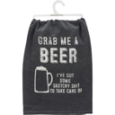  Grab Me A Beer Kitchen Towel in Black Funny Gift for Men Cotton Hand Tea Dish Cloth | 28" x 28"