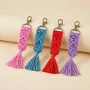  Macrame Bag Charm Keychain in Teal | Hand Knotted Tasseled Key Ring | Purse Accessory with Lobster Clip