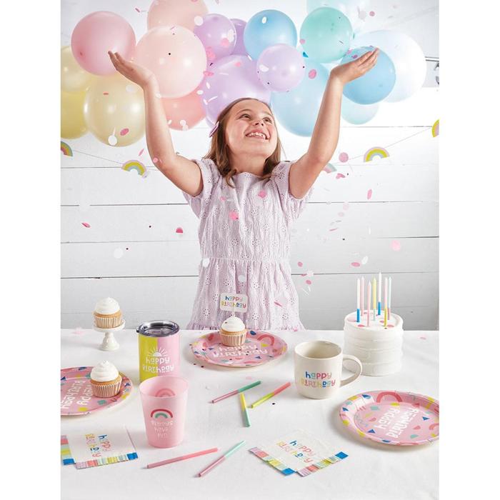 Happy Birthday Kids Geometric Paper Plates – 12ct | Party Plates | 9"