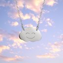 Silver Happy Cloud Minimalist Necklace in Silver or Gold