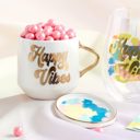  Happy Vibes Coaster Mug and Cocktail Napkin Bundle | Giftable Drinkware Set