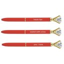  Haute Lips Red Gem Pen Set of 6 | Giftable Quote Pens | Novelty Office Desk Supplies