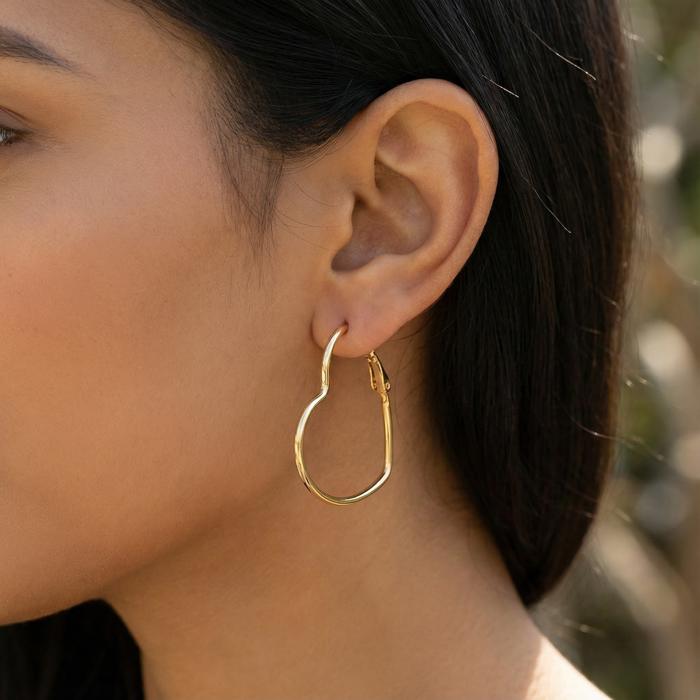 Heart Hoop Earrings Silver or Gold