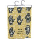  Hello Future Bring It Mystical Hand Zipper Pouch and Dish Tea Towel - All-Over Astrology Design in Yellow and Black