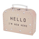  Hello I'm New Here Mini Suitcase Set in Blush Pink | 3-Piece Keepsake Suitcase Snap Shirt and Hat Gift Set