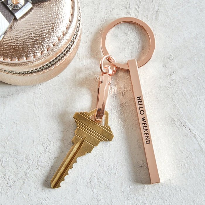 Gold Bar Skinny Keychains - Metal Quote Key Holder