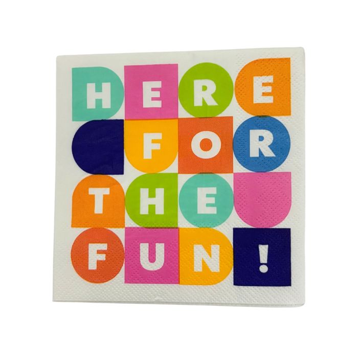 Here For Fun Beverage Napkins | Party Cocktail Paper Napkin | 5"