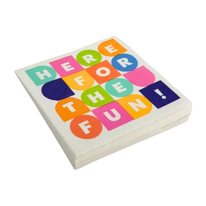 Here For Fun Beverage Napkins | Party Cocktail Paper Napkin | 5"