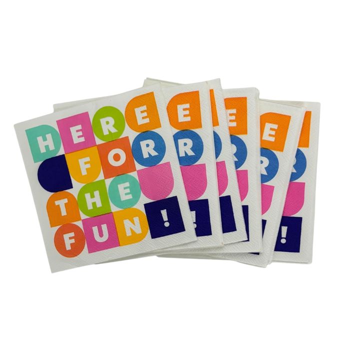 Here For Fun Beverage Napkins | Party Cocktail Paper Napkin | 5"