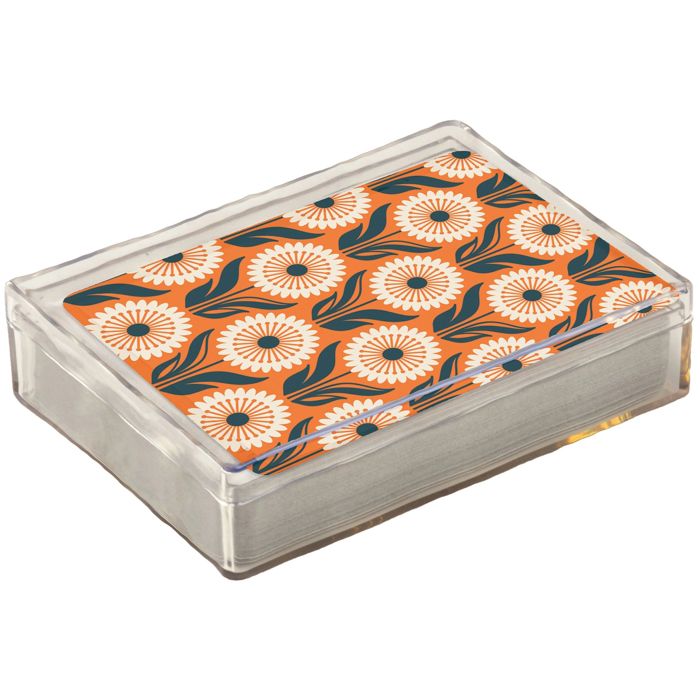 Hippie Daisies Playing Cards | Floral Pattern Deck with Acrylic Case (54 Cards)