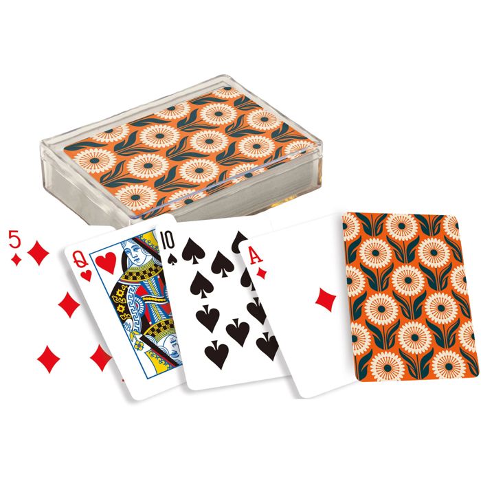 Hippie Daisies Playing Cards | Floral Pattern Deck with Acrylic Case (54 Cards)