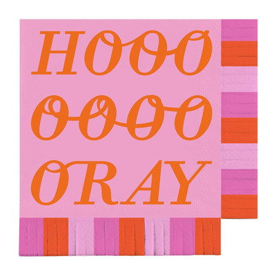 Hooooray Fringe Beverage Napkins | Party Cocktail Paper Napkin | 5"