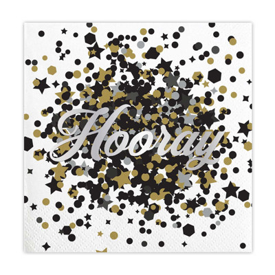 Hooray Foil Beverage Napkins | Graduation Theme Party Cocktail Paper Napkin | 5"