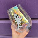  Cute Ghost "I Be Creepin" Jumbo Stemless Wine Glass in Iridescent | 30 Oz. | Holds an Entire Bottle of Wine