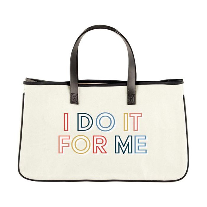 Large Canvas Rectangular Totes - Cabana Life, Babe, Homebody, I Do It For Me | Genuine Leather Handles