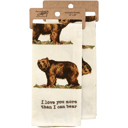 I Love You More Than I Can Bear Animal Puns Embroidered Tea and Dish Towels | Linen Novelty Kitchen Towels