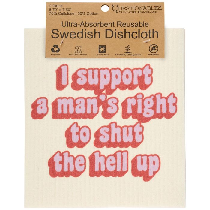 I Support A Man’s Right Swedish Dishcloth Set | Funny Feminist Cleaning Cloths Set of 2