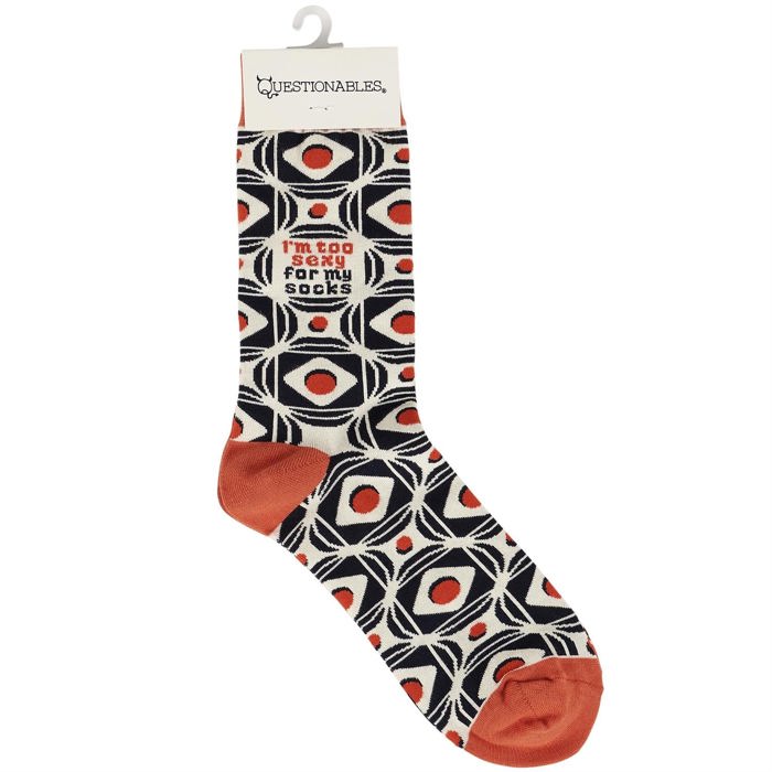 I'm Too Sexy For My Socks Retro Inspired Socks - Unisex Thick Crew Socks Art Deco Motif