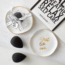  Ivory Ceramic Tray with Makeup Sponge Gift Set | Cosmetic Giftable Beauty Tools Set