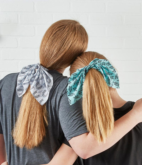 Christian Bible Quote Joshua 1:9 Be Strong & Courageous Scrunchie | Blue Aqua Ponytail Hair Accessory