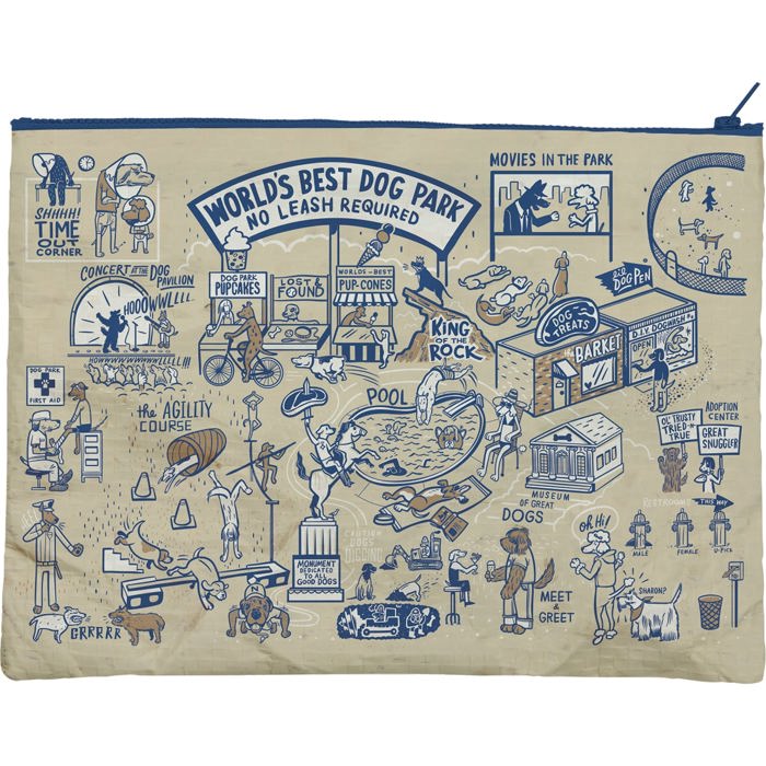 Jumbo Pouch Crazy Cat Lady Apartment Recycled Material Jumbo Zipper Folder | 14.25" x 10"