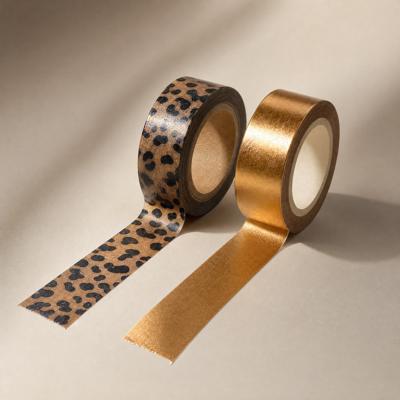 Leopard and Copper Washi Tape Set | Metallic Leopard Print & Copper | Set of 2