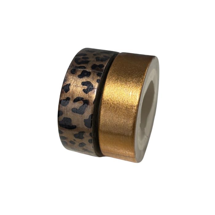 Leopard and Copper Washi Tape Set | Metallic Leopard Print & Copper | Set of 2