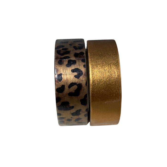 Leopard and Copper Washi Tape Set | Metallic Leopard Print & Copper | Set of 2