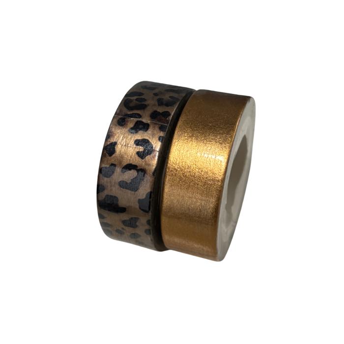 Leopard and Copper Washi Tape Set | Metallic Leopard Print & Copper | Set of 2