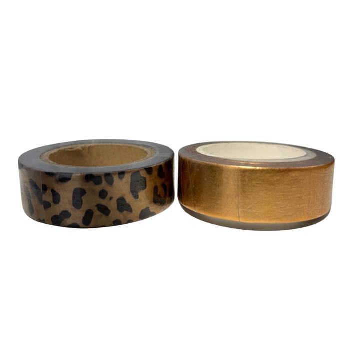Leopard and Copper Washi Tape Set | Metallic Leopard Print & Copper | Set of 2