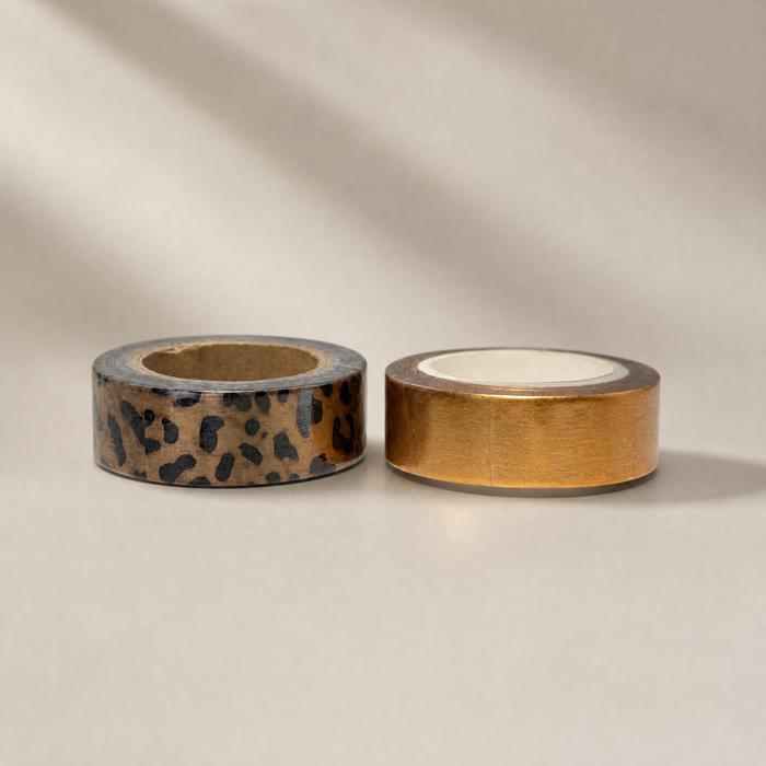 Leopard and Copper Washi Tape Set | Metallic Leopard Print & Copper | Set of 2